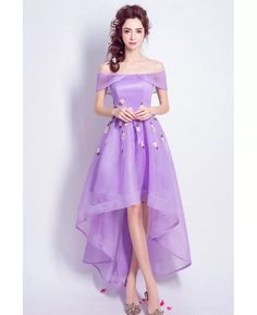 High Low Dress Outfit, Vestido Color Lila, Purple Dress Short, Purple Prom Dress Short, Prom Dress Off The Shoulder, Purple Short Dress, Prom Dresses Off The Shoulder, Dress Outfits Party, Light Purple Dress