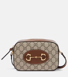 Gucci Horsebit 1955 Small Canvas Crossbody Bag in Brown - Gucci | Mytheresa Guccio Gucci, Gucci Horsebit, Canvas Crossbody Bag, Balenciaga Bag, Signature Hardware, Small Canvas, Jimmy Choo Shoes, Womens Crossbody Bag, Small Crossbody