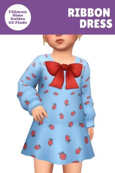 This is one of my favourite dresses of all time for toddlers. That bow is precious, the patterns are so fun and it's a permanent fixture in my cc toddler outfits folder #TheSims4 Favorite Dress, My Favourite, All Time, Sims 4, So Cute