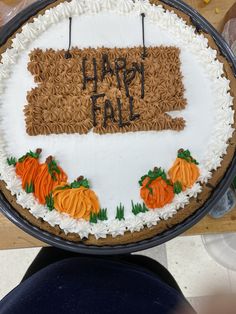 a birthday cake with the words happy fall written on it