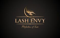 the logo for lash envyy is shown in gold and black with an image of a