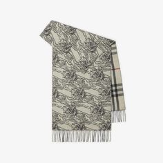 EKD Cashmere Reversible Scarf in Stone | Burberry® Official Knight Design, Reversible Scarf, Jacquard Weave, Cashmere Scarf, Equestrian, Burberry, Pattern Design, Cashmere, Stone