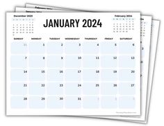 three blank calendars with the word january on one side and two different numbers on the other