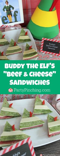 buddy the elf's beef and cheese sandwiches on a platter for christmas party