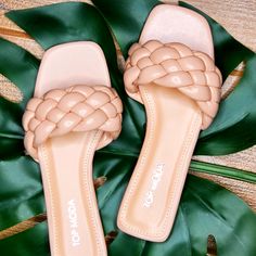 Faux leather braided open toe flat sandals with rubber sole. Design Sandals, Sandal Design, Sandals Flat, Braid Designs, Shoes Heels Wedges, Charity Shop, Slipper Sandals, Heels & Wedges, Designer Sandals