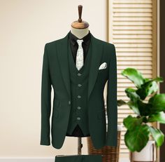 "GREEN WEDDING three piece suits for men - wedding groom suit - elegant green suit COMPULSARY PLEASE MEASURE YOUR CHEST AREA, CIRCUMFRENECE AROUND THE BROADEST PART OF CHEST AND WAIST AREA WHERE YOU NORMALLY WEAR YOUR TROUSER OR 4 FINGER BELOW THE BELLY BUTTON, AND PICK YOUR SIZE ACCORDINGLY PLEASE PROVIDE YOUR HEIGHT AND WEIGHT IN THE PERSONALISATION BOX , WHILE PLACING THE ORDER PLEASE CHECK THE SIZE CHART BEFORE PLACING THE ORDER IN SIZE CHART , \"WAIST\" REFERS TO THE AREA WHERE YOU NORMALLY Groom Suit Elegant, Suits For Men Wedding, Wedding Groom Suit, Green Suits, Three Piece Suits, Wedding Suits Groom, Green Suit, Vest Coat, Groom Suit