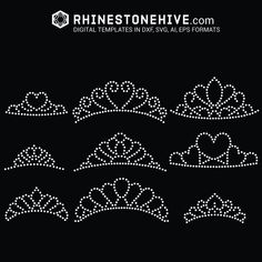 six different styles of hearts on black background