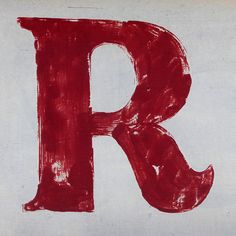 the letter p is painted red and white