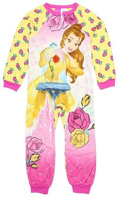 Disney Princess Belle One Piece Sleeper Pajama  Girl Size 6/6X 100% Polyester Blanket Sleeper, New Disney Princesses, Disney Princess Belle, Union Suit, Disney Princess Ariel, Belle Disney, Princess Belle, Disney Beauty And The Beast, Fleece Pajamas