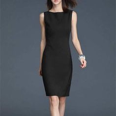 Women's Classic Office Dress - Wnkrs Summer Office Dress, Classic Office, Dresses Classy, Dress Women Elegant, Office Dress, Office Dresses, Formal Business, U Neck, Black Dresses