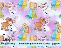 seamless pattern with snowmen and girls in winter clothes on purple background for wallpaper or scrapbooking