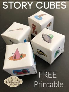 the story cubes are free printable for kids to play with and learn how to use them