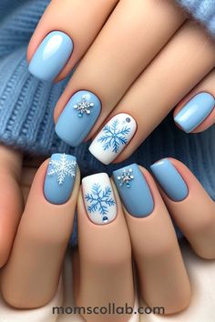 10 Trendy Blue Nail Design Ideas That are Simple to Recreate Blue Nail Design, Polka Dot Theme, Cute Nail Colors, Lovely Nails, Winter Nails Acrylic, Nice Nails, Aztec Art, Blue Nail Designs, Nail Design Ideas