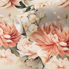 a floral wallpaper with pink and white flowers