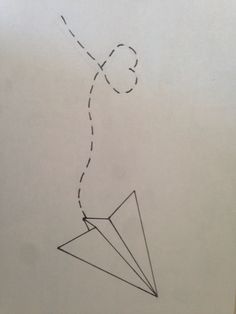 a drawing of a kite flying in the sky with an arrow drawn on it's side