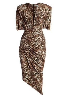 Alexandre VauthierLeopard-print Ruched Dress - Runway Catalog Mini Dress Runway, Structured Shoulder, International Clothing, Alexandre Vauthier, Runway Dresses, Luxury Women Fashion, Giraffe Print, Brown Leopard, Printed Midi Dress