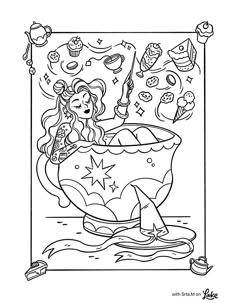 Valfre Coloring Page, Witch Cartoon Aesthetic, Lake Coloring Pages, Tarot Coloring Pages, Decorative Doodles, Witch Coloring Page, Witchy Coloring Pages, Witch Cartoon