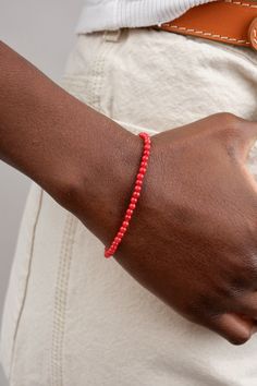 Beatrice Valenzuela Red Bamboo Coral Bracelet Red Single Strand Beaded Bracelet, Red Round Beads Jewelry For Everyday, Elegant Red Coral Beaded Bracelets With Round Beads, Minimalist Single Strand Beaded Bracelets With Round Beads, Elegant Red Coral Beaded Bracelets, Everyday Red Jewelry With Colorful Beads, Minimalist Single Strand Beaded Bracelet, Everyday Red Round Bead Jewelry, Red Round Beaded Jewelry For Everyday