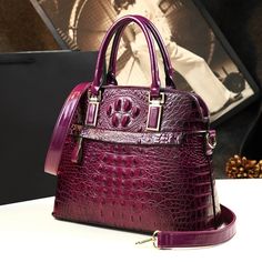 Color: Purple Shell Bag, Mothers Bag, Leather Handbags Women, Crocodile Pattern, Changing Bag, Luxury Bag, Women Handbag, Purple Bags, Shoulder Messenger Bag