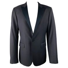 CALVIN KLEIN COLLECTION sport coat in a black wool fabric featuring peak lapel, double vented back, and single button closure. Made in Czech Republic.Excellent Pre-Owned Condition. Marked: 48/38 Measurements: Shoulder: 18 inches Chest: 38 inches Sleeve: 26.5 inches Length: 28.5 inches Sui Generis Reference: 129771 Category: Sport Coat More Details Brand: CALVIN KLEIN COLLECTION Size: 38 Chest Size: 38 Gender: Male Color: Black Pattern: Solid Fabric: Wool Style: Peak Lapel Age Group: Adult Luxury Calvin Klein Notch Lapel Blazer, Luxury Calvin Klein Single-breasted Blazer, Black Wool Fabric, Cropped Biker Jacket, Calvin Klein Collection, Black And White Fabric, Peak Lapel, Tuxedo Jacket, Ralph Lauren Collection