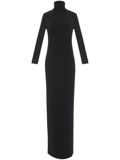 Saint Laurent roll-neck Virgin Wool Dress - Farfetch Evening Ribbed Sweater Dress With Long Sleeves, Evening Ribbed Long Sleeve Sweater Dress, Evening Long Sleeve Ribbed Sweater Dress, Long Sleeve Ribbed Evening Maxi Dress, Black Ribbed Long Sleeve Maxi Dress, Evening Bodycon Sweater Dress With Long Sleeves, Evening Long Sleeve Stretch Sweater Dress, Bodycon Long Sleeve Sweater Dress For Evening, Winter Evening High Neck Maxi Dress