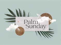 palm leaves and coconuts with the words palm sunday