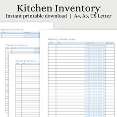 two printable kitchen inventory sheets