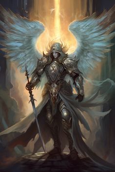 Ark Angels Michael, Micheal Arc Angel, Warrior Angel Art, Angels With Swords, Arch Angel Michael, Arc Angel Michael, Angel Warrior Tattoo, Types Of Angels, Male Angels