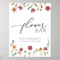 a flower bar sign hanging on the wall