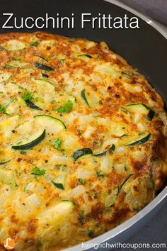 a pizza with zucchini frittata in a pan