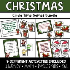 the christmas time games bundle includes 9 different activities