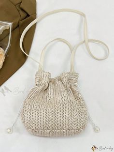 Bird in Bag - Elegant Floral Woven Bridal Handbag with Lace Embroidery Beige Bucket Bag Suitable As Gift, Embroidered Beige Bucket Bag, Beige Embroidered Bucket Bag, Bridal Handbag, Bridal Handbags, Bridal Bag, Bag Elegant, Elegant Color, Lace Embroidery