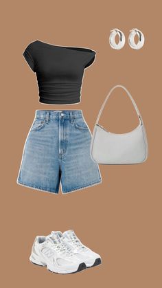 Casual outfit with new balance 530 🩶 New Balance Outfits Summer, New Balance 500 Outfit Women, New Balance 530 Outfit Style, Outfit With New Balance, 530 Outfit, Short Overalls Outfit, Calm Fits, Miami Trip