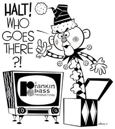 a black and white drawing of a person standing in front of a tv with the caption that says, halt who goes there?