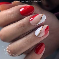 Negative Space Red Nails, Red Gel Manicure Ideas, Red And White Manicure, Short Red Gel Nails Ideas, Red Gel Nails Designs Classy, Simple Red Nail Designs Classy, Red Gel Nails Short Design, Red Dip Nails Design, Red Gel Nails Ideas