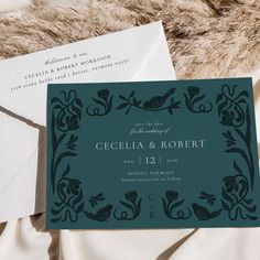 an elegant wedding suite with matching envelopes