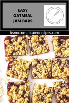 easy oatmeal jam bars with text overlay