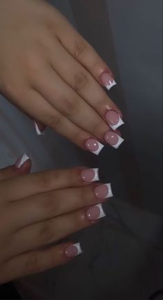 Cute Short Acrylic Nails White Tip, Frenchies Short Nails, White Frenchies Nails Short, Frenchies Acrylic Nails Short, Short Acrylic Frenchies, Short French Tip Acrylic Nails 2000s, 2000s French Tip Nails Short, Short Square Frenchies, Shorties Acrylic Nails Square French Tip