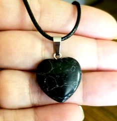 Black Heart Necklace, Orange City, Black Turquoise, Turquoise Heart, Necklace Heart, Valentines Necklace, Necklace Black, Black Heart, Heart Jewelry