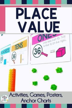 place value poster with legos and other items to make it look like they are on the