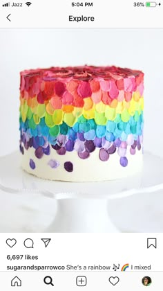 there is a cake decorated with multicolored confetti