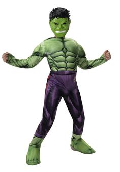 the incredible hulk costume is shown with his hands on his hips and legs spread out