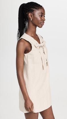 English Factory Linen Lace Up Front Dress | Shopbop Spring Linen Dress With Tie Fastening, Lace Front Dress, English Factory, Feminine Aesthetic, China Fashion, Linen Dresses, Pure Linen, Dress 100, Healthcare Professionals