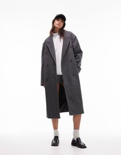 Coats & Jackets by Topshop This is Topshop Peak lapels Button placket Side pockets Regular fit Gray Trench Coat, Grey Wool Coat, Gray Coat, Winter Capsule, Leopard Print Baby, Shorts Co Ord, Winter Party Dress, Jumpsuit Shorts Rompers, Long Black Dress