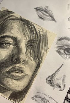 several different types of pencil drawings on paper