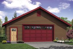 this is an artist's rendering of a two - car garage with the front door open