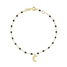 Gigi Clozeau - Petite Moon Classic Gigi Black diamond bracelet, Yellow Gold, 6.7 Sun Bracelet, Black Diamond Bracelet, Moon Bracelet, Black Bracelet, Black Resin, Sparkling Diamond, Black Bracelets, Sophisticated Design, Color Of Life