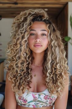 Blonde Hair With Brown Roots On Black Women, Blonde Ombre Curly Hair Black Women, Curly Hair Brown And Blonde Highlights, Brown Highlighted Curly Hair, Blond And Brown Curly Hair, Blond Natural Curly Hair, Curly Blonde Hair Balayage, Balayage For Curly Hair Natural Curls, Blonde Curly Hair Tan Skin