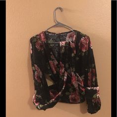 Brand New. Never Worn, Floral On Black, Long Sleeved, Blouse. Wrap Type Fashion Top- Very Cute With High Waisted Skirt! (Check Out My Closet For Several Affordable Choices ) Trendy Floral Print Blouse For Night Out, Casual Floral Print Blouse For Night Out, Casual Floral Print Blouse For Date Night, Fashion Nova Tops, Fashion Top, Fashion Nova, High Waisted Skirt, Top Styles, Top Blouse