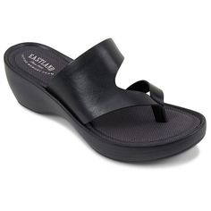 These women's Eastland Laurel thong wedge sandals are a great comfort option for summer days.Click this FOOTWEAR GUIDE to find the perfect fit and more!SANDAL FEATURES Thong style Eastland exclusive Active Memory Foam comfort insole for support Shock-absorbing outsole SANDAL CONSTRUCTION Leather upper Fabric lining TPR outsole SANDAL DETAILS Open toe Slip-on Memory foam footbed 2.5-in. heel  Size: 9 Wide. Color: Black. Gender: female. Age Group: adult. Pattern: Solid. Minimal Classic, Leather Wedge Sandals, Nike Shoes Women, Women Sandals, Leather Wedges, Trendy Shoes, Sandal Fashion, Walking Shoes, Types Of Shoes